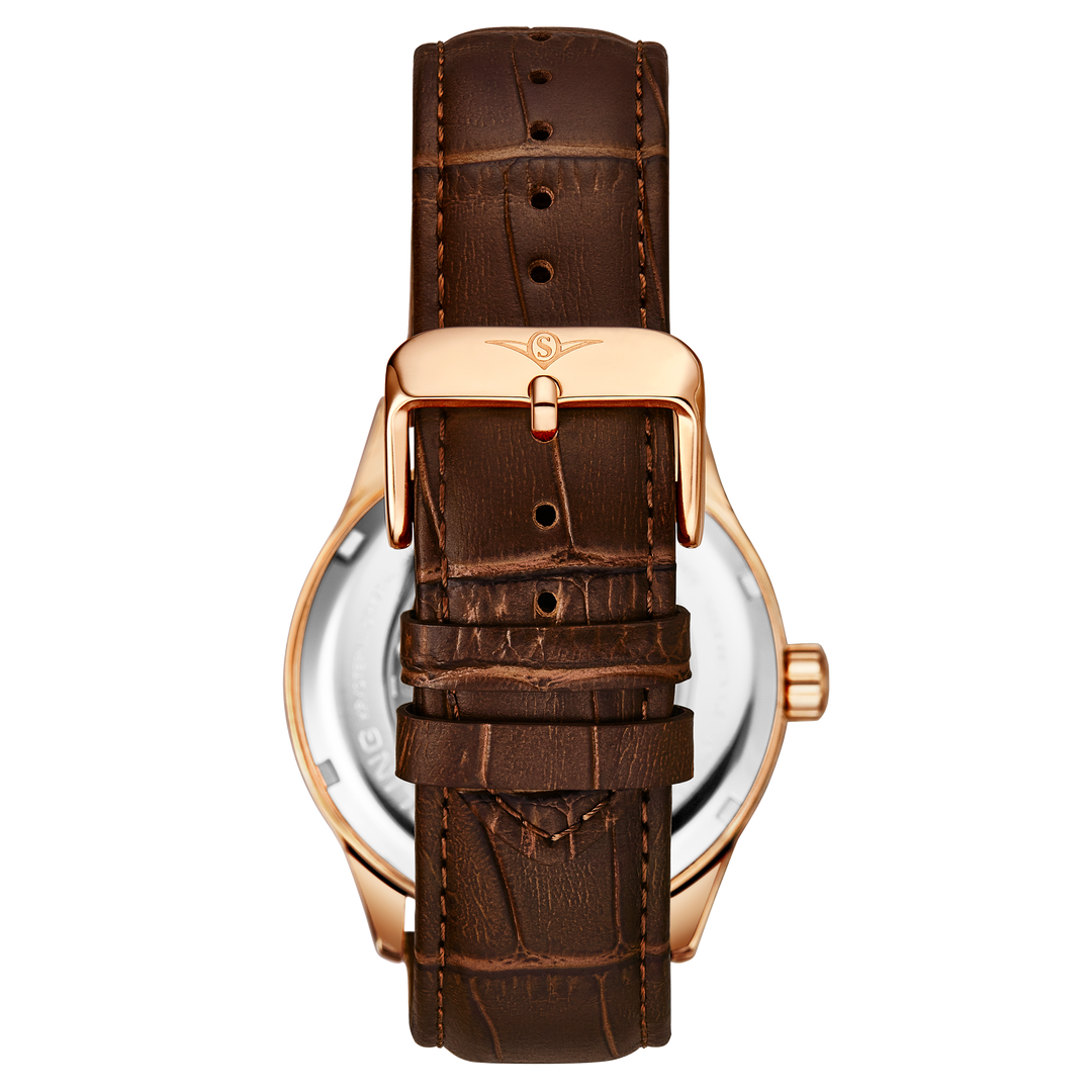 Denmark Automatic Skeleton Watch Brown/Leather | White Dial