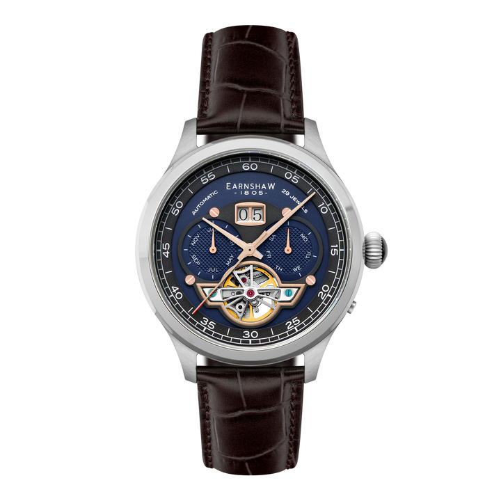 Baron Grand Date Calendar Open Heart Automatic Blue / Genuine Leather | Blue Dia