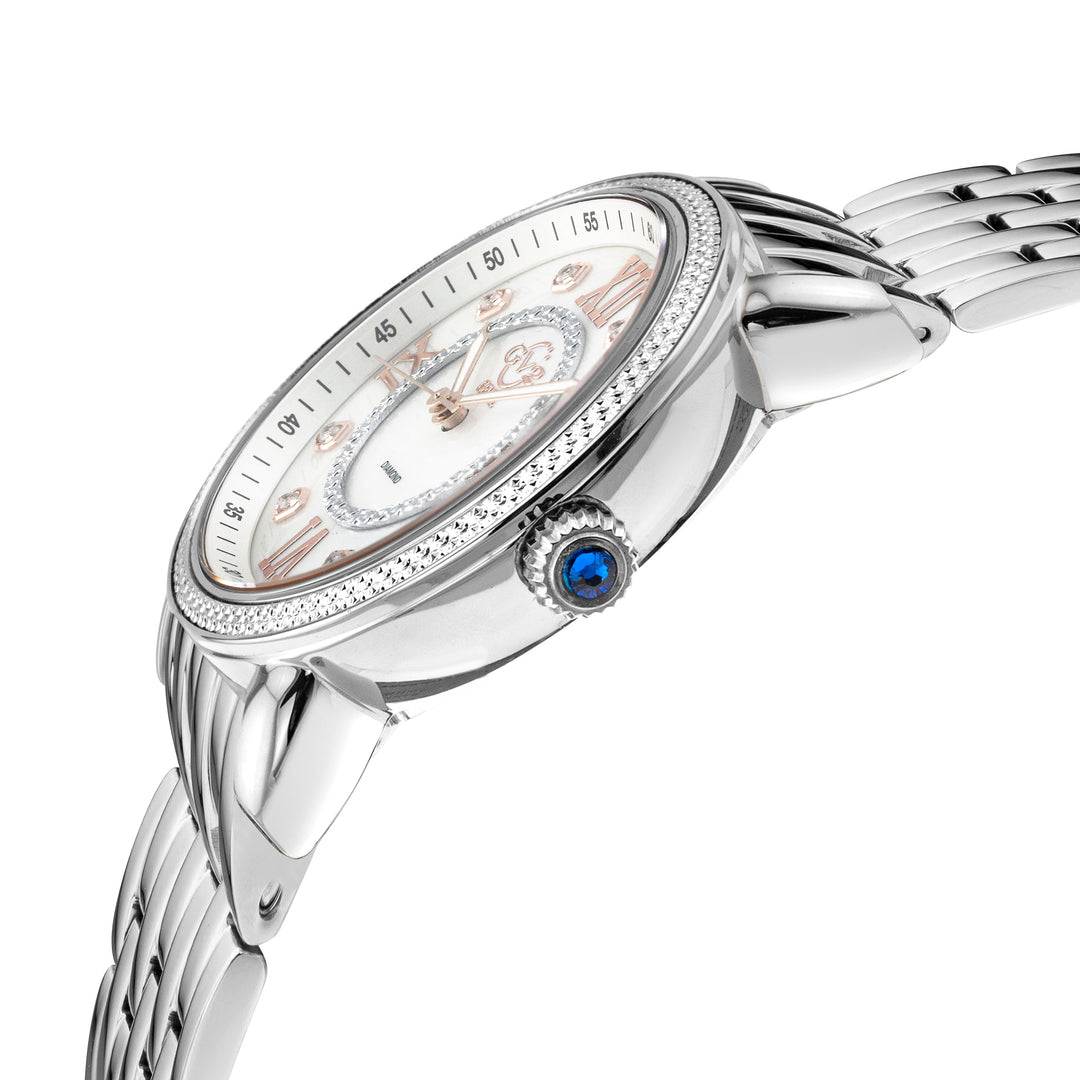 Marsala GV2 Women's Diamond Swiss Quartz Watch, White MOP dial, 8 Diamonds, SS B