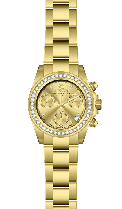 Elite Diamond Gold Dial Gold Stainless Steel Bracelet 38mm Gold Dial