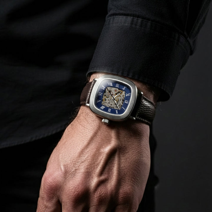 Heritage Chester Skeleton Automatic Blue / Genuine Leather | Blue Dial