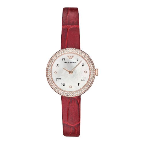 Classic Mother-Of-Pearl Dial / Burgundy Leather Strap Mother-of-Pearl Dial