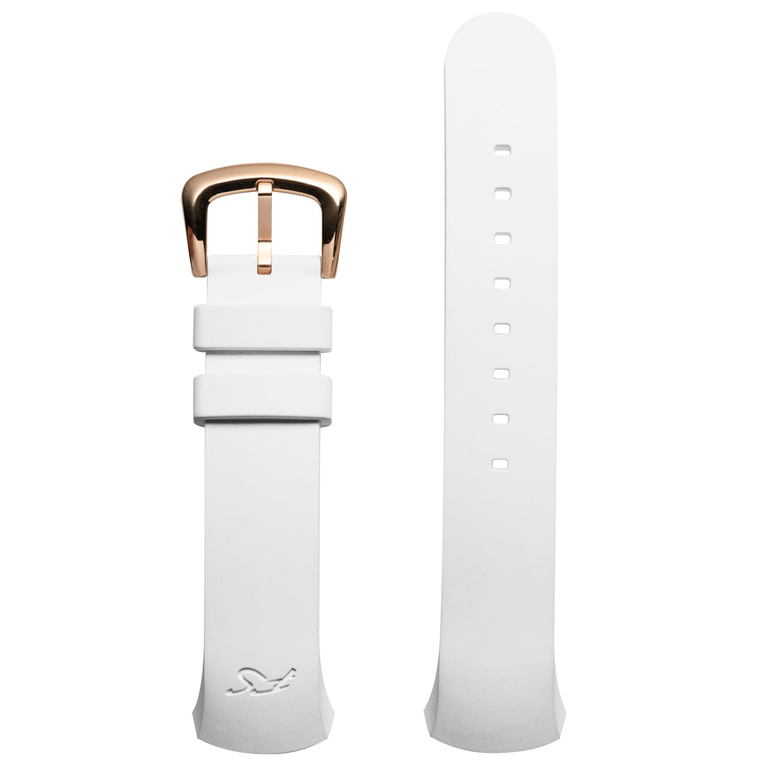Frank Stephenson's Cosmos Series IP Rose Gold Steel Case, Blue Dial, White Strap