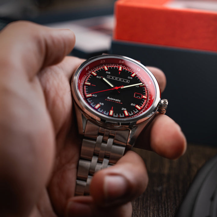 Pista Automatic Black & Red / Stainless Steel Black Dial