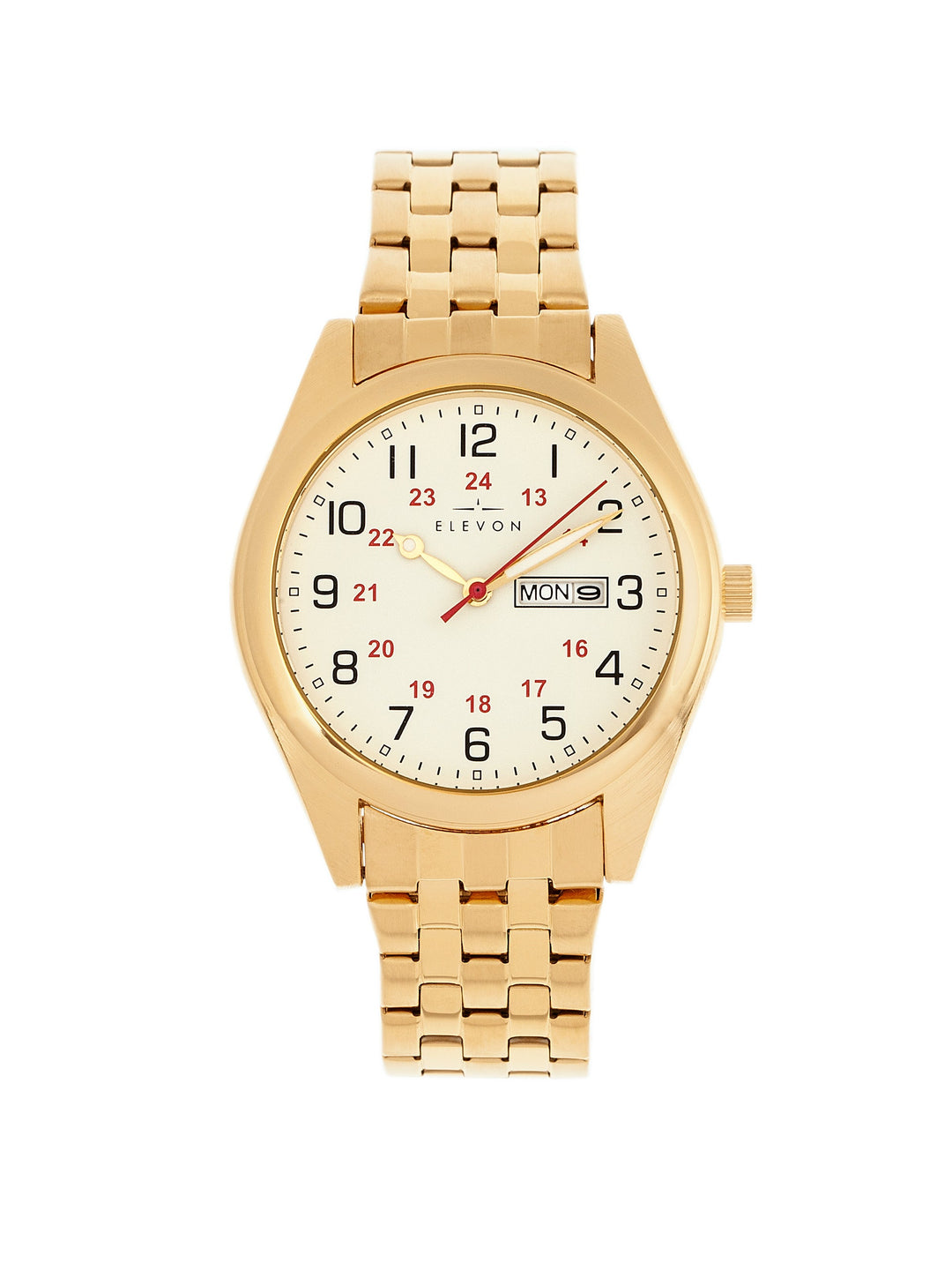 Gann Bracelet Watch w Day/Date Gold/White | White Dial