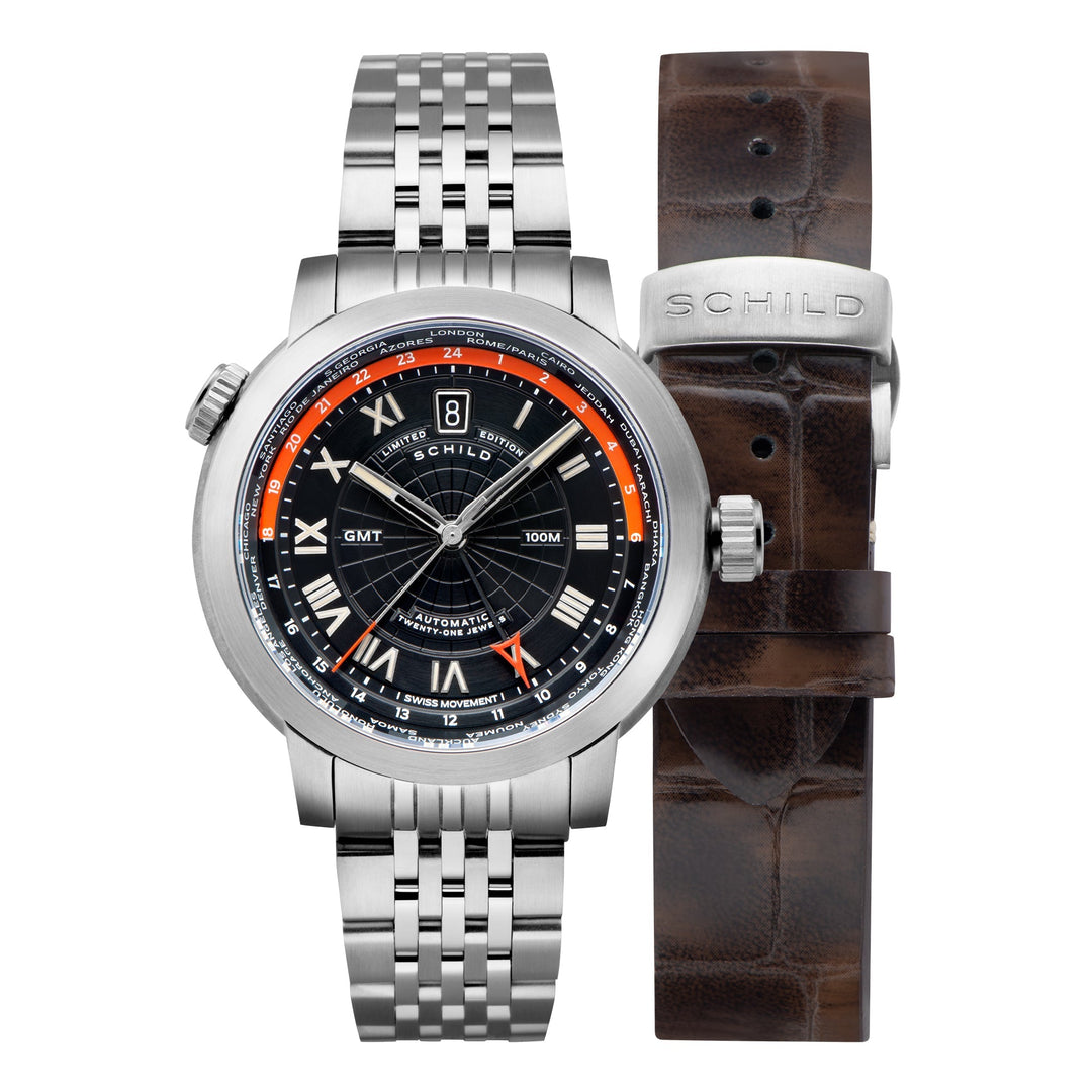 Heinrich Swiss GMT Limited Edition Black / Stainless Steel | Black Dial