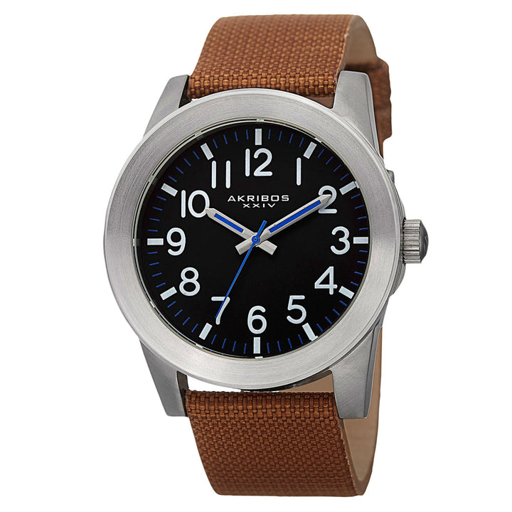 AK779SSBR-Casual Brown/CANVAS with Leather Backing | Black Dial