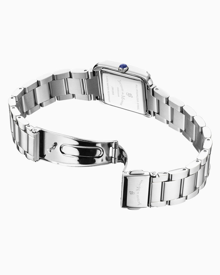 Emily II Silver Rectangular Bracelet White Dial