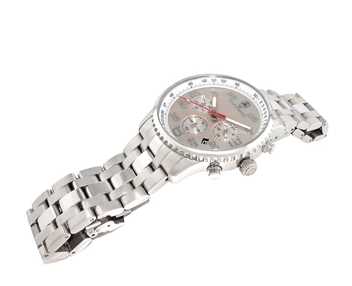 Aureum-MB Silvertone/ Brown | White Dial