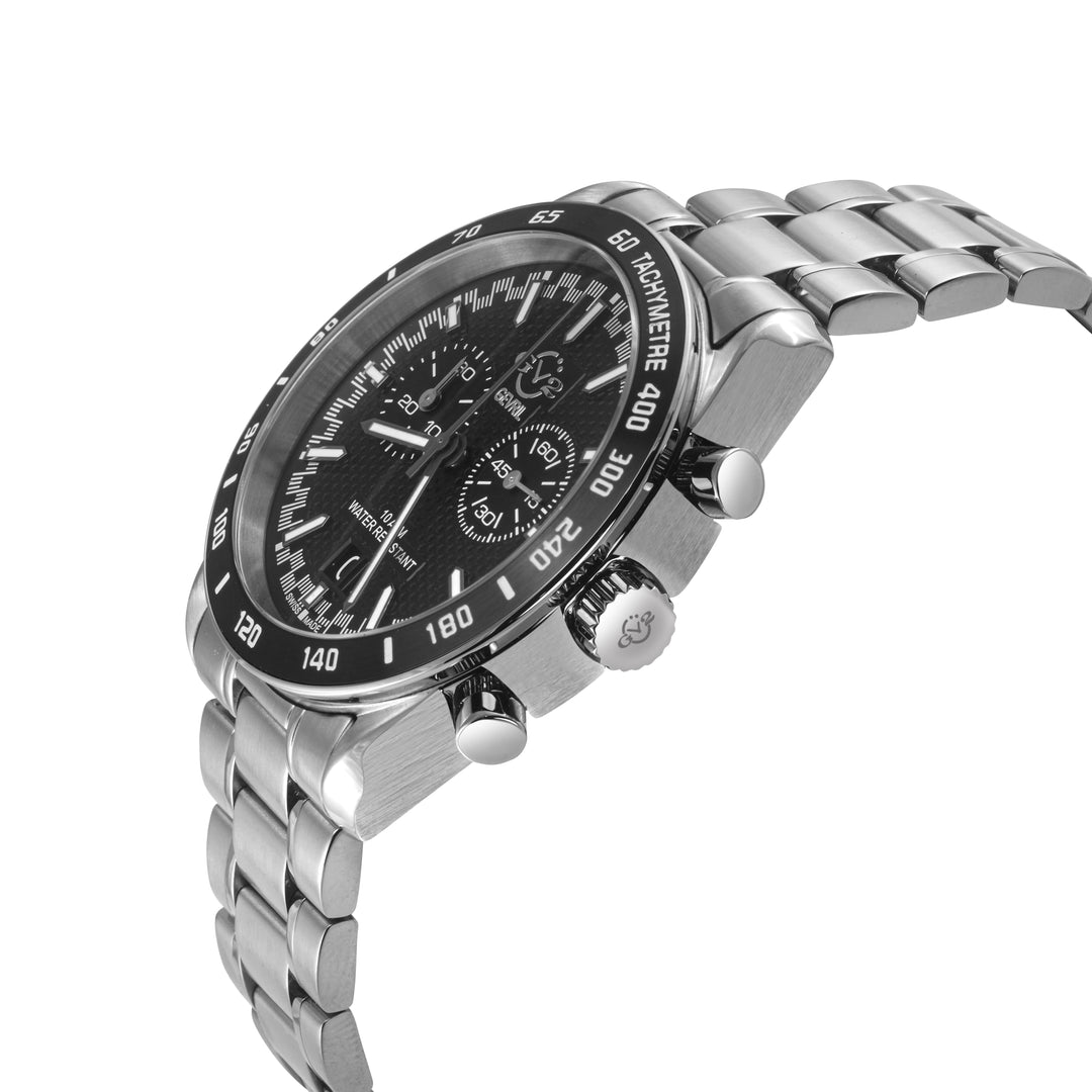 Freccia-Chronograph GV2 Swiss Quartz, 316L Case, Black Bezel, Black Dial, 316L S