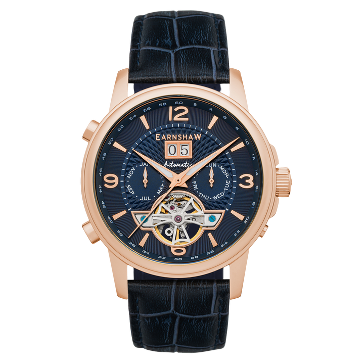 City Of London Marylebone Grand Date Calendar Open Heart Automatic Blue / Genuin