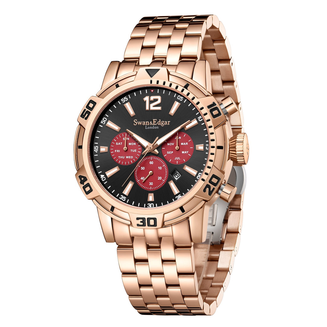 Sports Automatic Black Dial / Rose Gold-Tone Stainless Steel Bracelet Black Dial