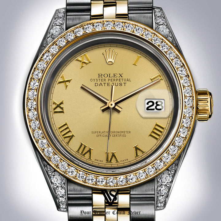 Rolex - Stainless Steel and Yellow Gold Datejust - Diamond Bezel - Gold Roman Diamond Dial - Jubilee Bracelet - Diamond Lugs