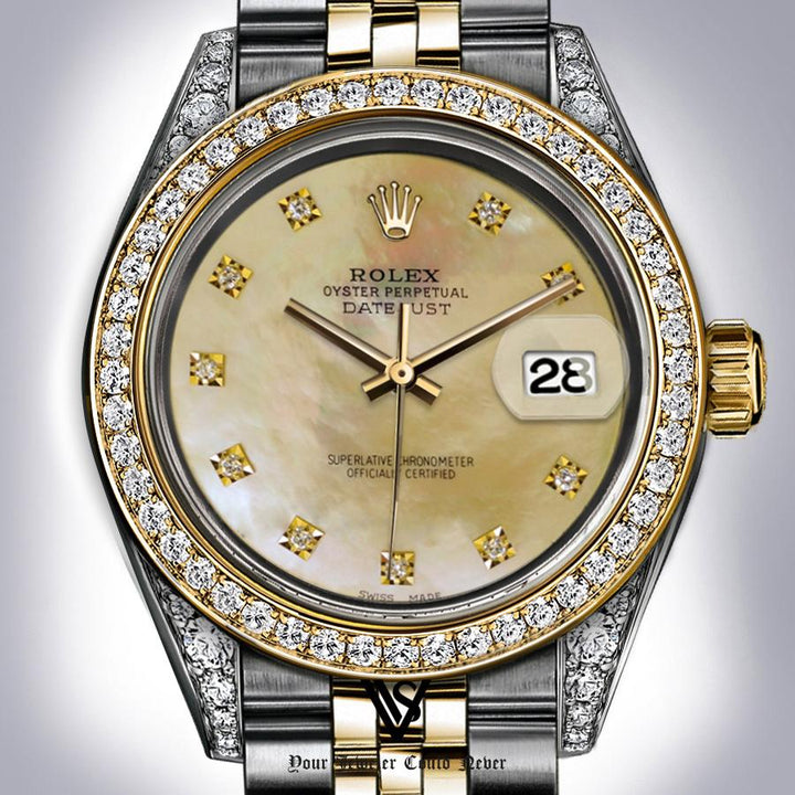 Rolex - Stainless Steel and Yellow Gold Datejust - Diamond Bezel - Gold Mother of Pearl Diamond Dial - Jubilee Bracelet - Diamond Lugs