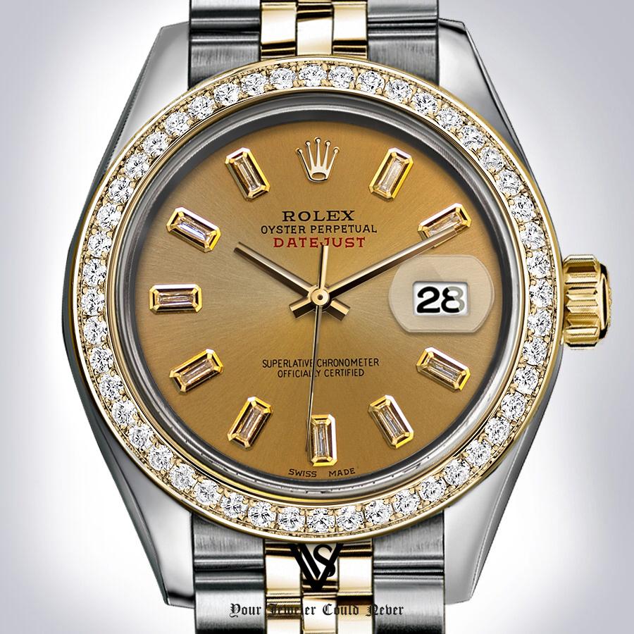 Preowned Rolex - 31mm Datejust Yellow Gold Baguette Diamond Dial with Diamond Bezel Two-tone 18K Yellow Gold & Stainless Steel Jubilee