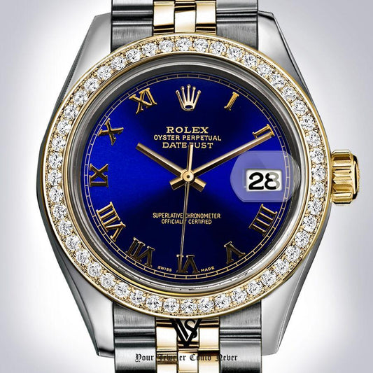 Rolex - 36mm Datejust Royal Blue Roman Diamond Dial with Diamond Bezel Two-tone 18K Yellow Gold & Stainless Steel Jubilee