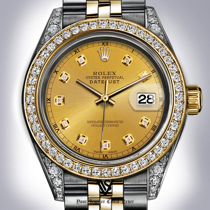 Rolex - Stainless Steel and Yellow Gold Datejust - Diamond Bezel - Champagne Diamond Dial - Jubilee Bracelet - Diamond Lugs