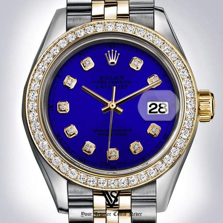 Rolex - Stainless Steel and Yellow Gold Datejust - Diamond Bezel - Royal Blue Diamond Dial - Jubilee Bracelet