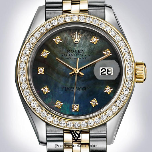 Rolex - Stainless Steel and Yellow Gold Datejust - Diamond Bezel - Forrest Green Tahitian Diamond Dial - Jubilee Bracelet