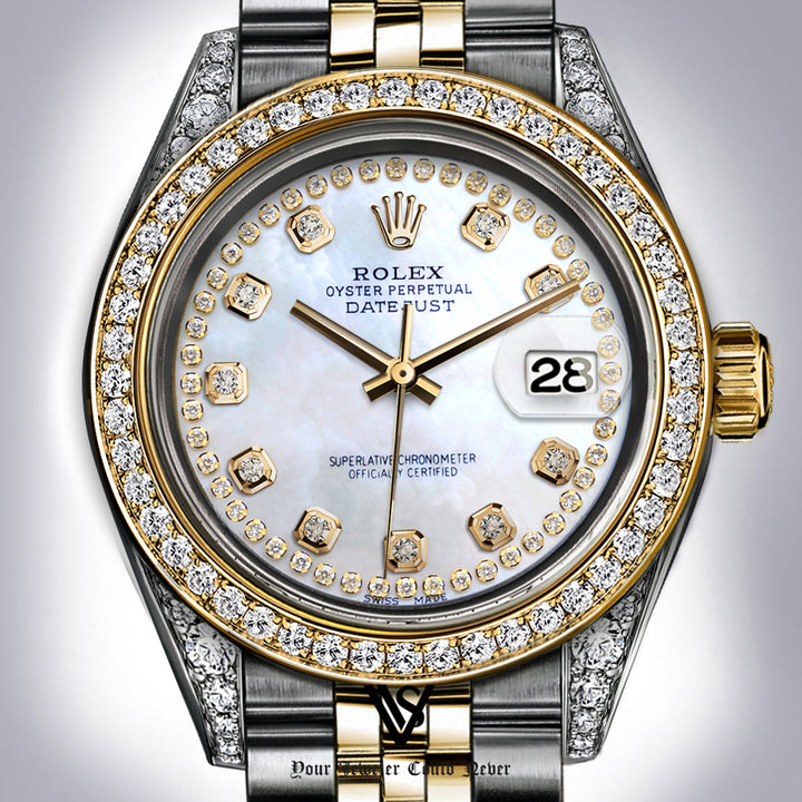 Rolex - Stainless Steel and Yellow Gold Datejust - Diamond Bezel - Natural Pearl Diamond Dial - Jubilee Bracelet - Diamond Lugs