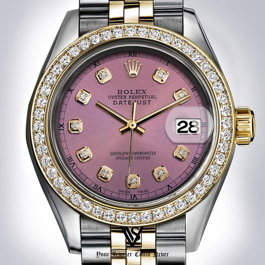 Preowned Rolex - 36mm Datejust Dusty Rose Gold Diamond Dial with Diamond Bezel Two-tone 18K Yellow Gold & Stainless Steel Jubilee