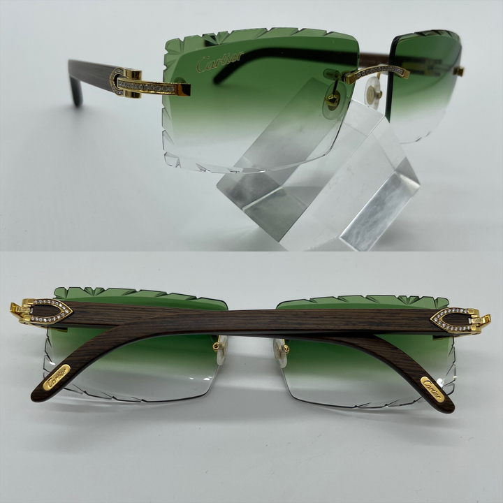 Green Sharp Square Shaped Cartier Glasses