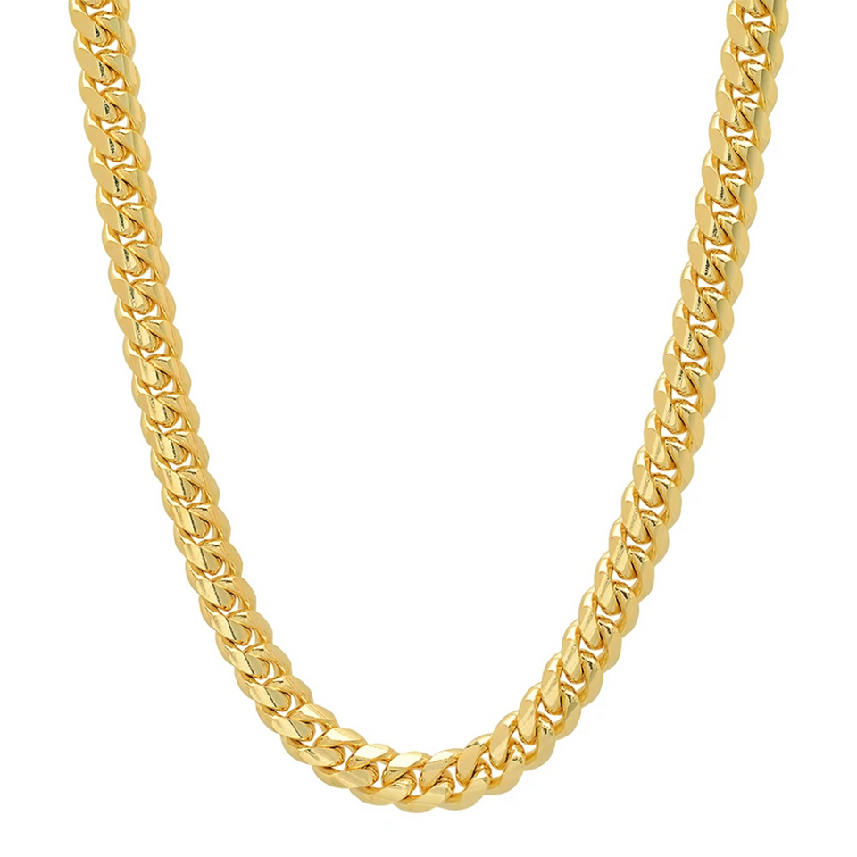 14K Yellow Gold Solid Miami Cuban Link Chain (8mm)