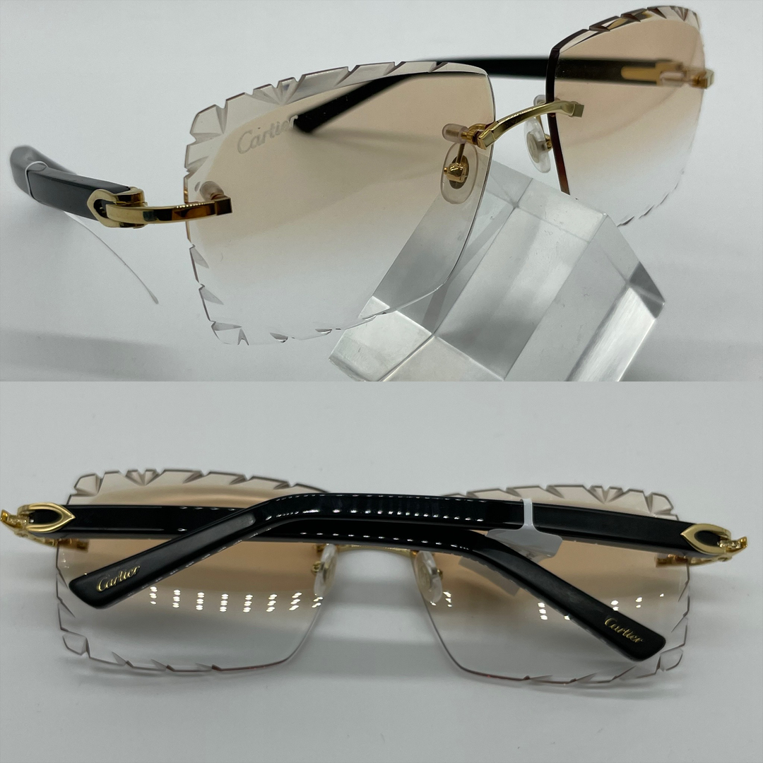 Light Cream Sharp Square Shaped Cartier Glasses