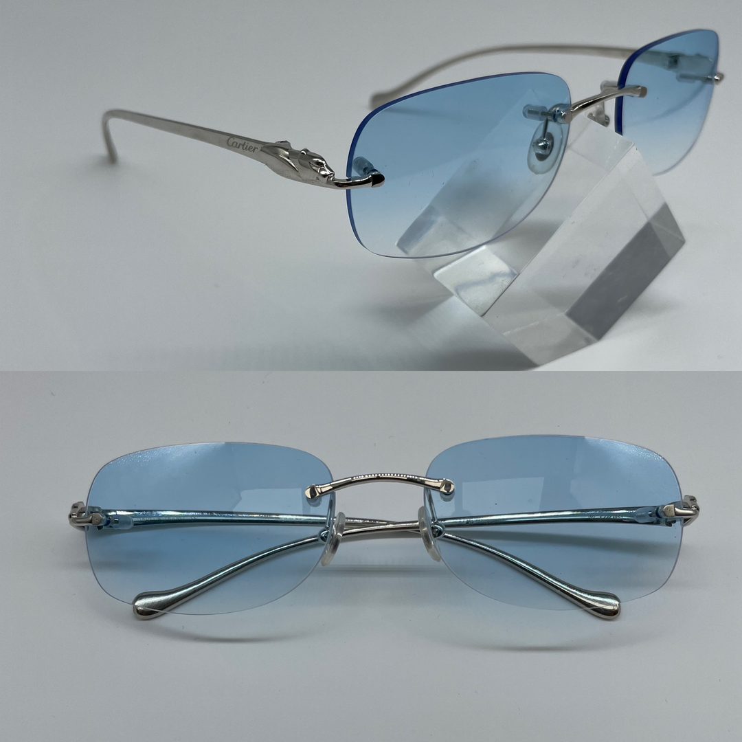 Light Blue Curved Shaped Cartier Glasses