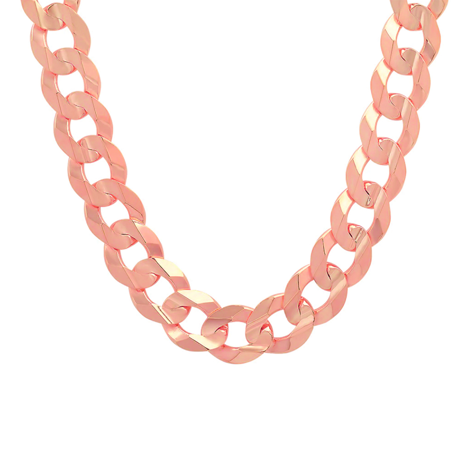 Rose Gold Solid Flat Curb Link Chain (13.5mm)