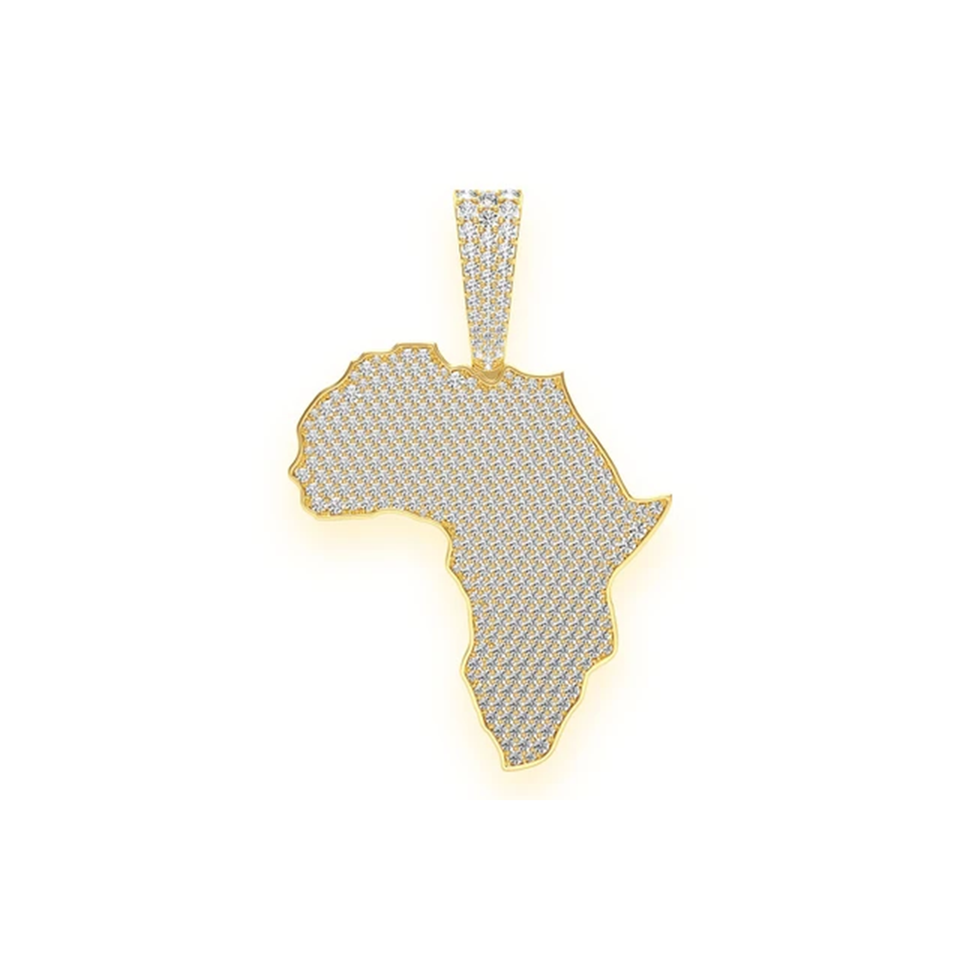 Extra Large Africa Continent Pendant 14K 6.8ct