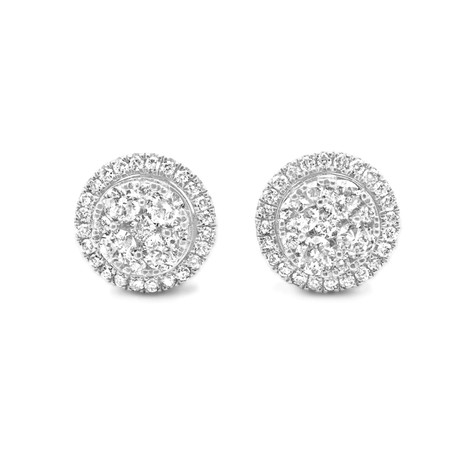 14K White Gold 1.08ctw Diamond Earrings