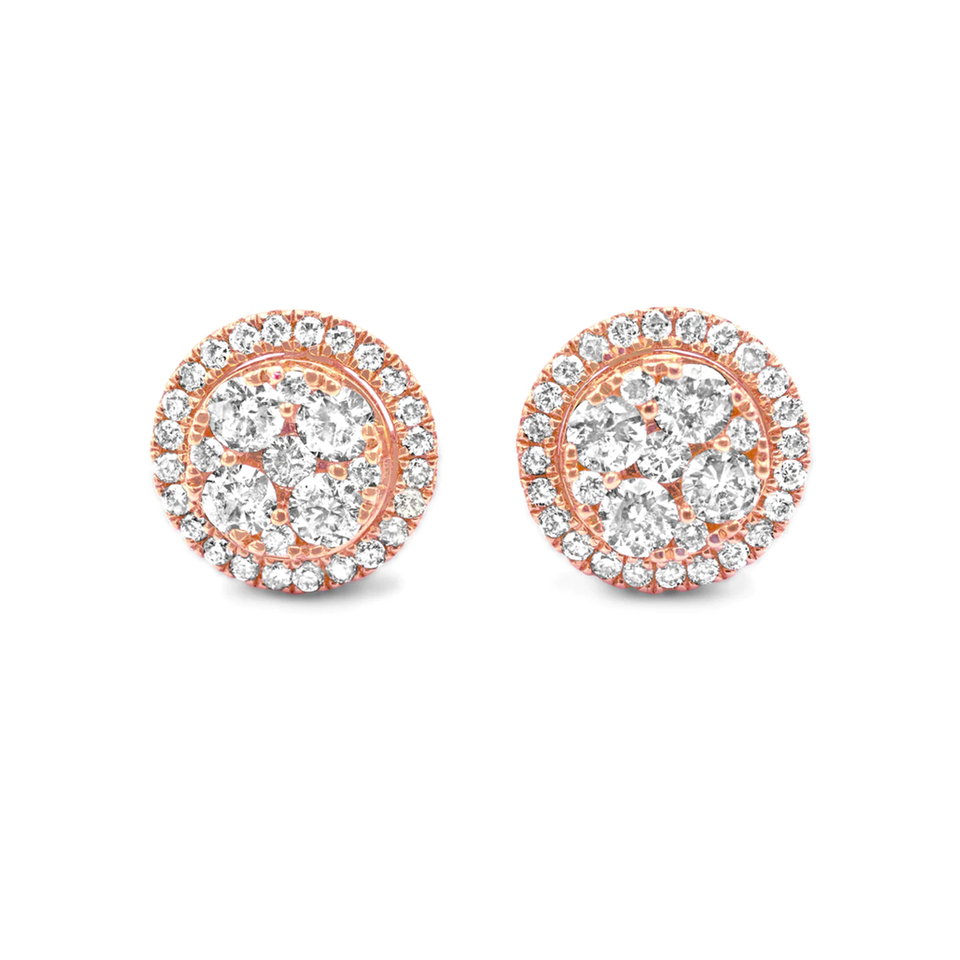 14K Rose Gold 1.08ctw Diamond Earrings