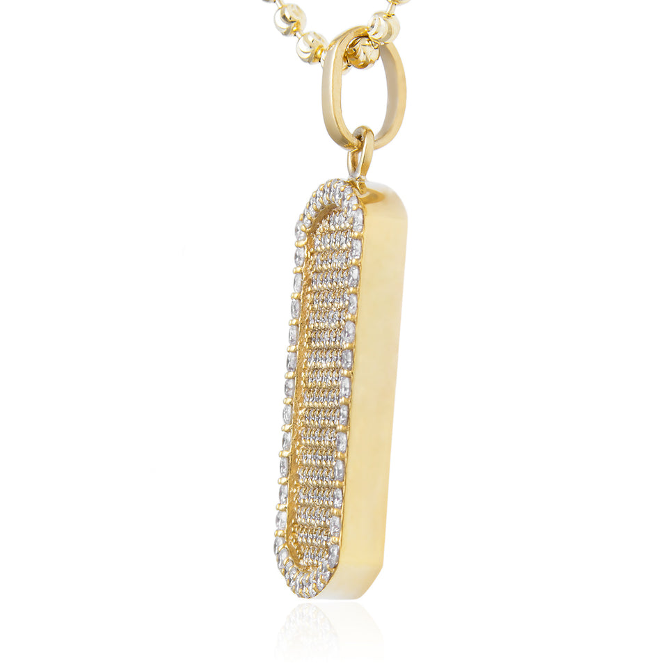 14K Yellow Gold 3.92ctw Diamond Dog Tag Pendant