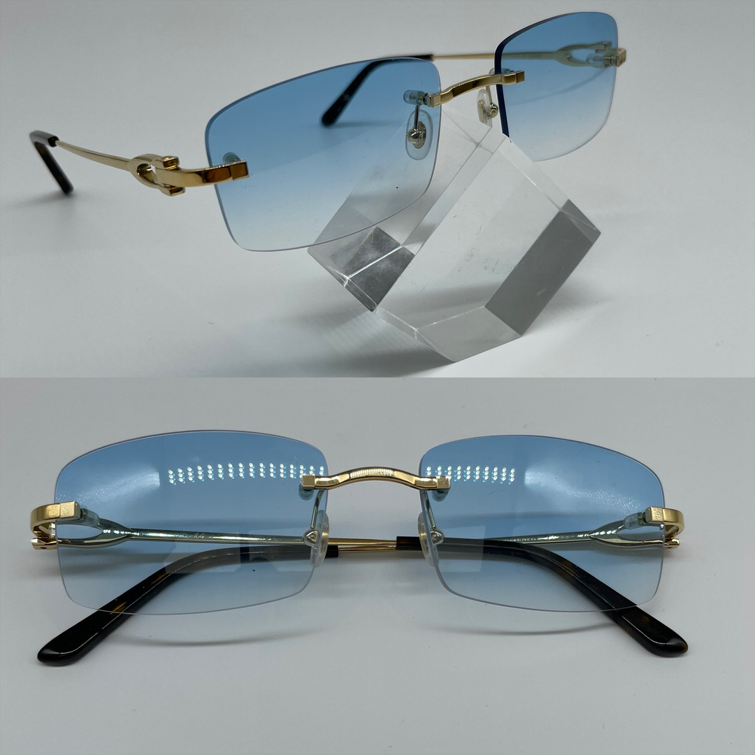 Sky Blue w/ Black Temples Cartier Glasses