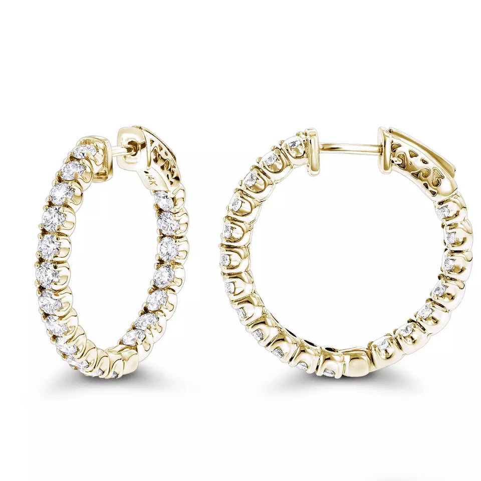 Diamond Hoop Earrings 2.75ct 14K Gold