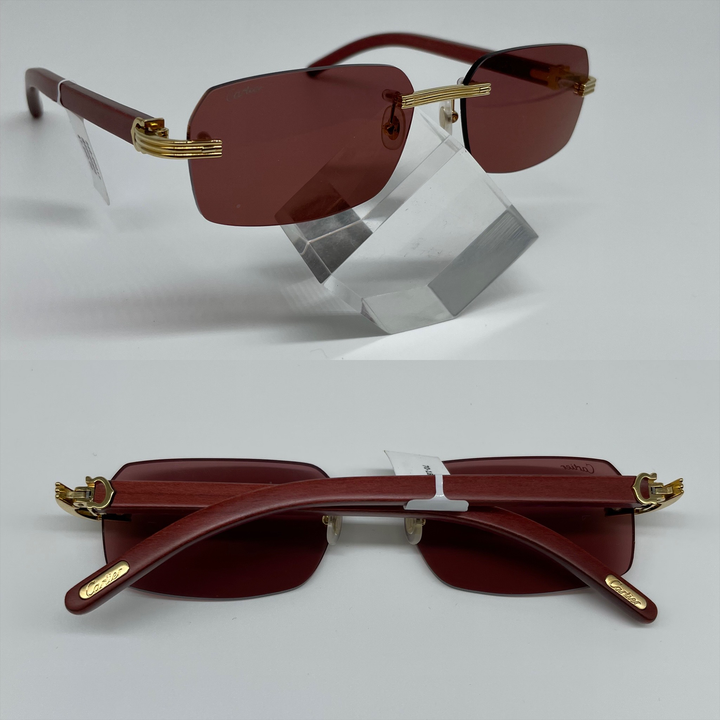 Burgundy Curved Shaped Cartier Glasses