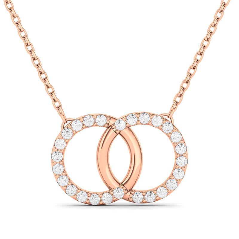 14K Rose Gold Interlocking Circles 0.20ctw Diamond Ring Necklace