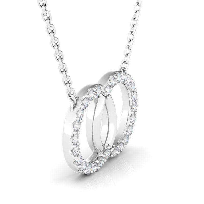 14K White Gold Interlocking Circles 0.20ctw Diamond Ring Necklace