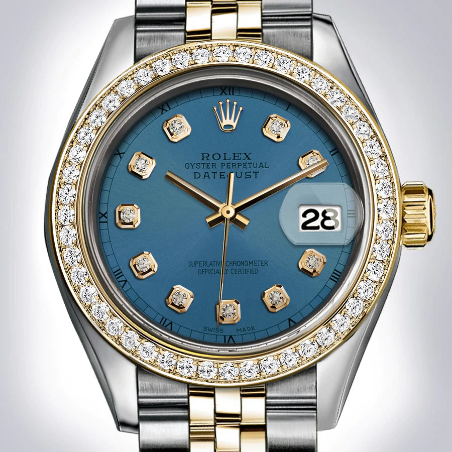 Rolex - Stainless Steel and Yellow Gold Datejust - Diamond Bezel - Seafoam Blue Diamond Dial - Jubilee Bracelet