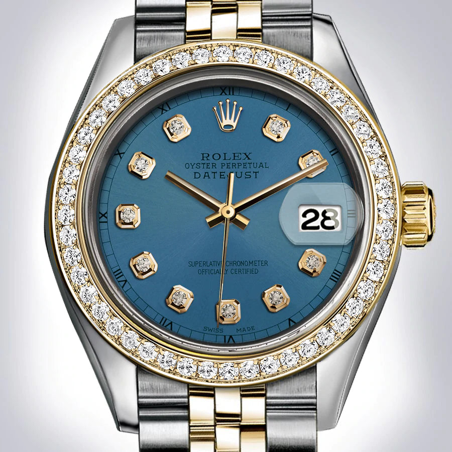 Preowned Rolex - Datejust - 36mm Seafoam Blue Diamond Dial & Bezel 18K Yellow Gold Two-Tone Jubilee Bracelet (Pre-Owned)