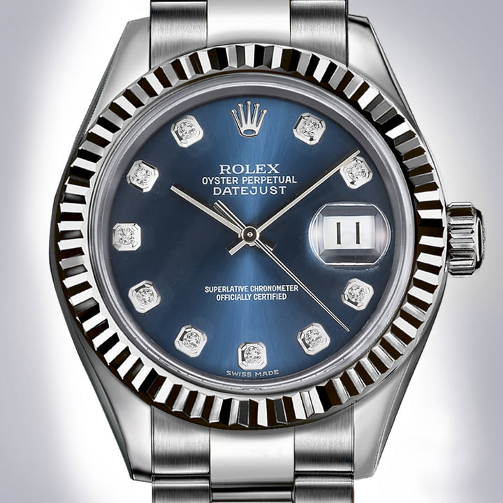 Rolex - Stainless Steel Datejust - Fluted Bezel - Blue Diamond Dial - Oyster Bracelet