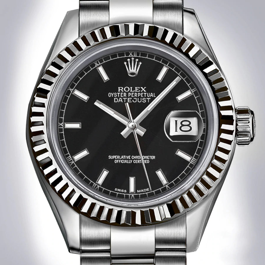 Preowned Rolex - Datejust - 36mm Black Index Dial Fluted Bezel Stainless Steel Oyster Bracelet (Pre-Owned)