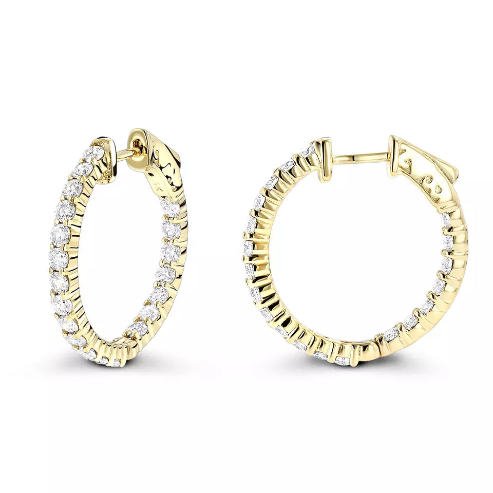 Diamond Hoop Earrings 2.20ct 14K