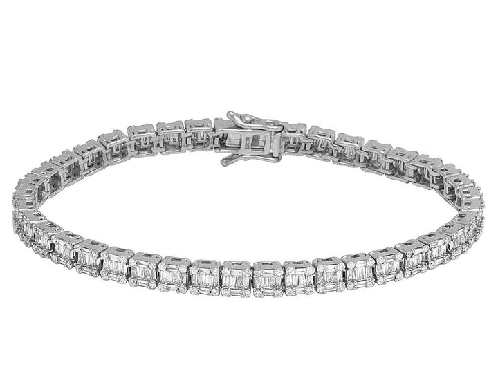 Square Baguette & Round Tennis Bracelet