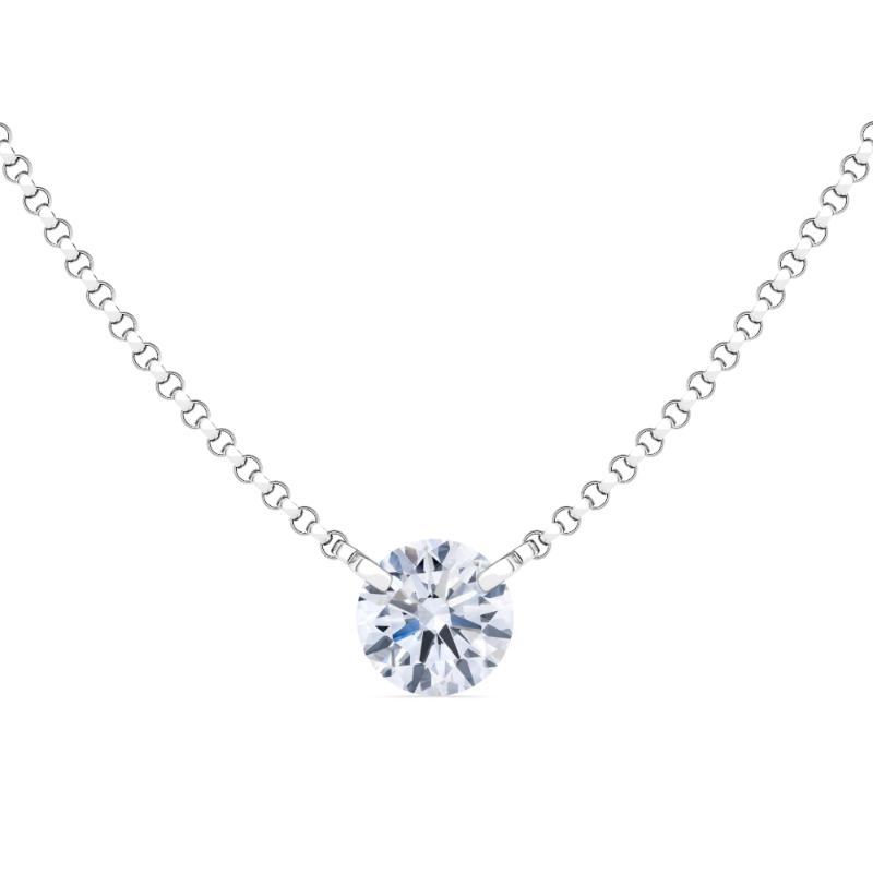 14K White Gold 0.37ctw Diamond Solo Round Necklace