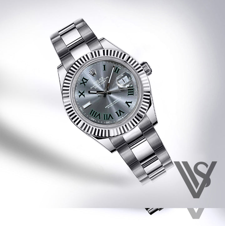 Rolex - Stainless Steel Datejust 41 - Fluted Bezel - Silver Roman Numeral Dial - Oyster Bracelet