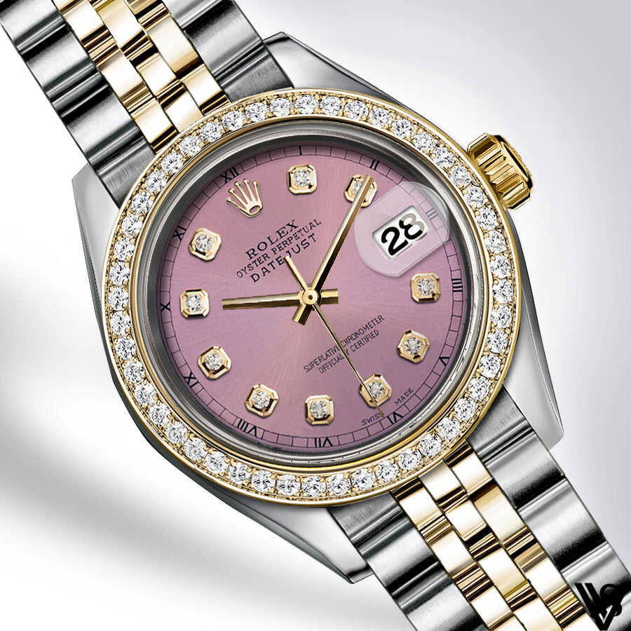 Rolex - 26mm Datejust Dusty Rose Gold Diamond Dial with Diamond Bezel Two-tone 18K Yellow Gold & Stainless Steel Jubilee