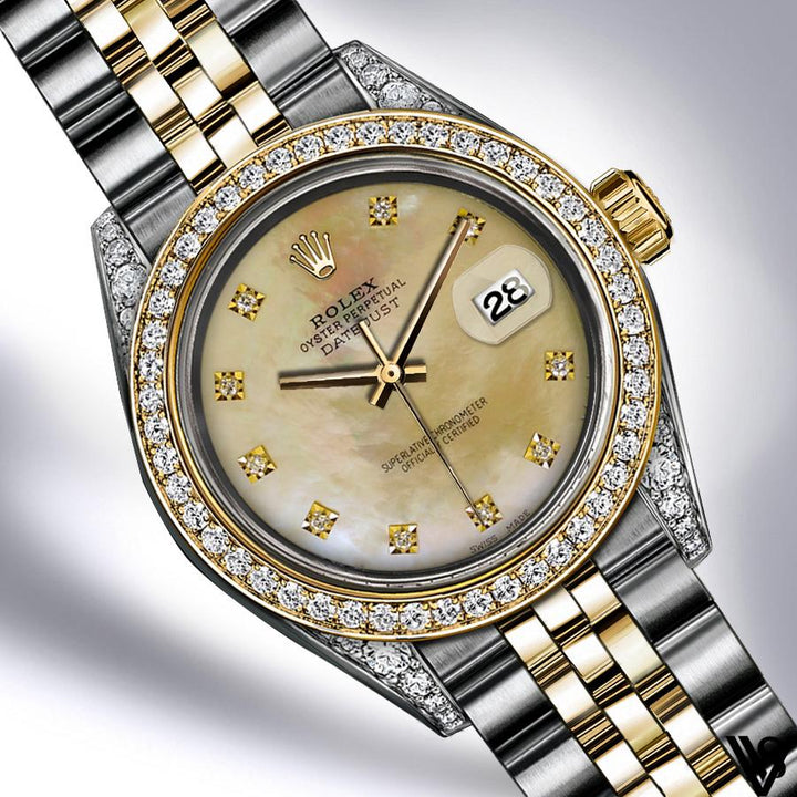 Rolex - Stainless Steel and Yellow Gold Datejust - Diamond Bezel - Gold Mother of Pearl Diamond Dial - Jubilee Bracelet - Diamond Lugs