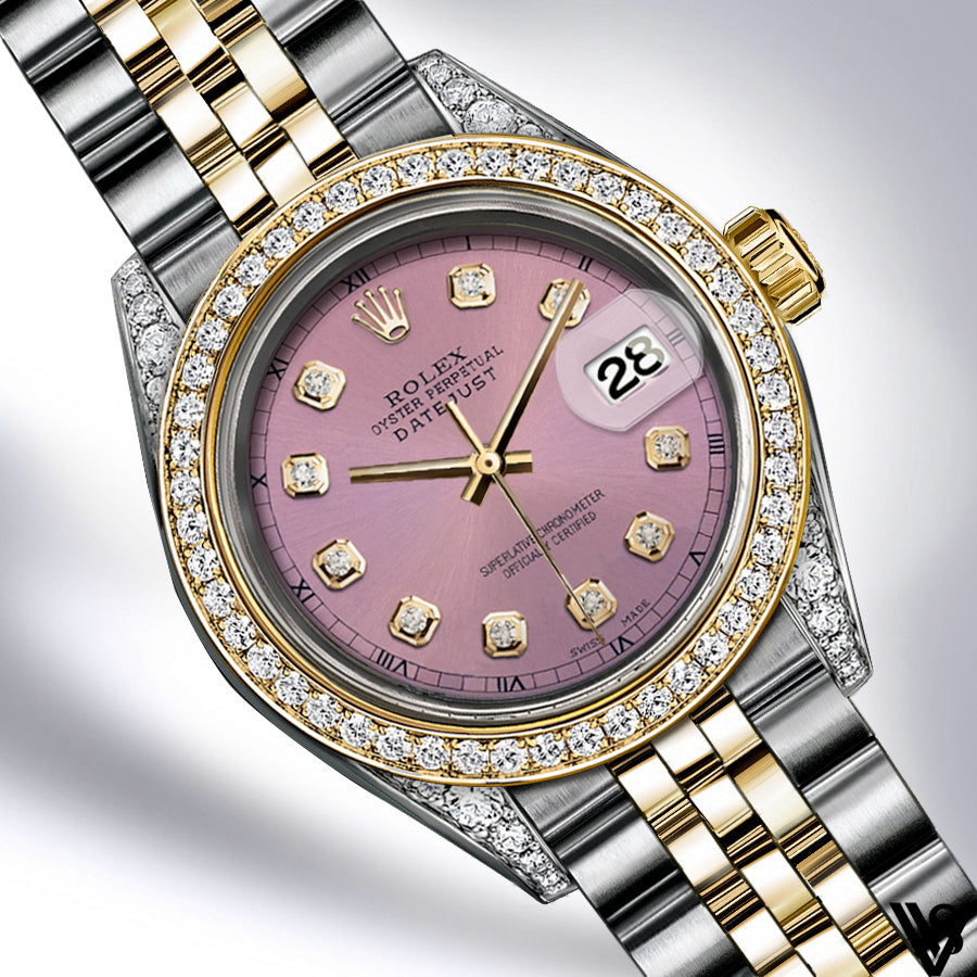 Rolex - Stainless Steel and Yellow Gold Datejust - Diamond Bezel - Dusty Rose Gold Diamond Dial - Jubilee Bracelet - Diamond Lugs